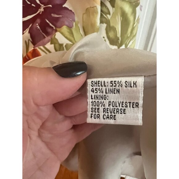 Vintage Talbots Silk Linen Blend Floral A-Line Midi Skirt Size 14 - Picture 3 of 4